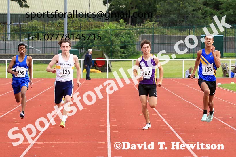 Boys Under-15s 200 metres, 2023 Northern Under-13s, Under-15s and Under-17s, Middlesbrough.  Photo: David T. Hewitson/Sports for All Pics